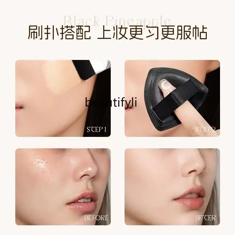 One word flat head foundation brush black air cushion marshmallow puff super soft and seamless do not eat powder