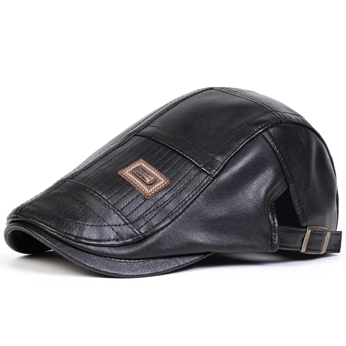 Men Retro Pu Leather Newsboy Caps JAMONT Labeling British Painters Hats Spring Autumn Side Adjustable Flat Cap Hip Hop Berets