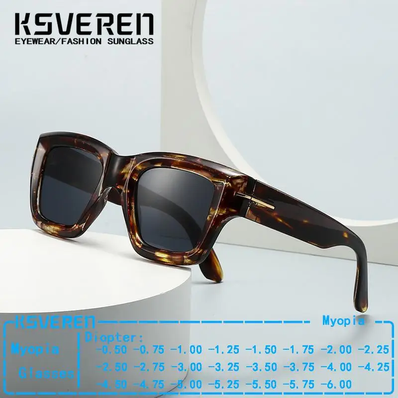 

Tinted Thick Frame Myopia Sunglasses Men Women Prescription Nearsighted Glasses Full Frame Outdoor Shade Sunglasses -0.5 To -6.0