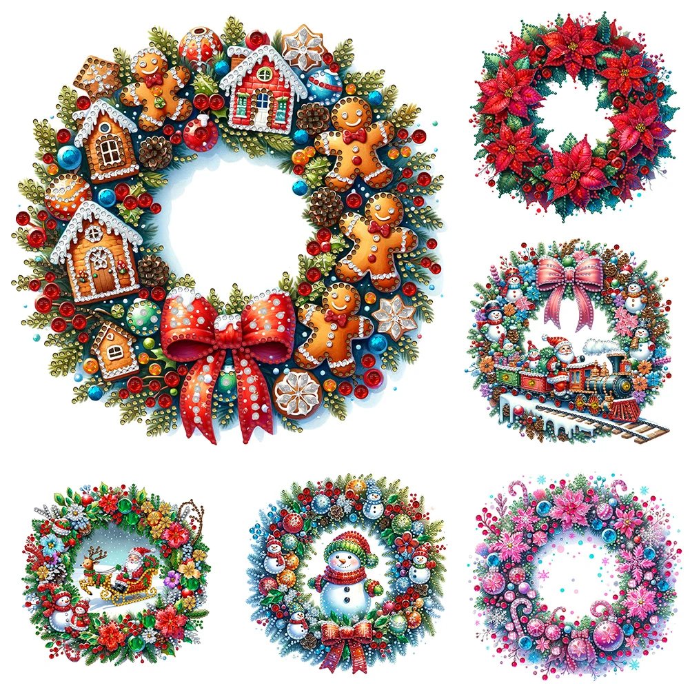 

5D DIY Partial Special Shaped Drill Diamond Painting Kit Christmas Wreath30x30cm
