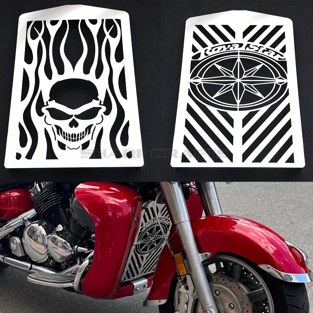 

Для Yamaha XVZ13 Royal Star XVZ1300 XVZ1300 Venture Tour Deluxe мотоциклетная решетка радиатора с пламенем, защита черепа