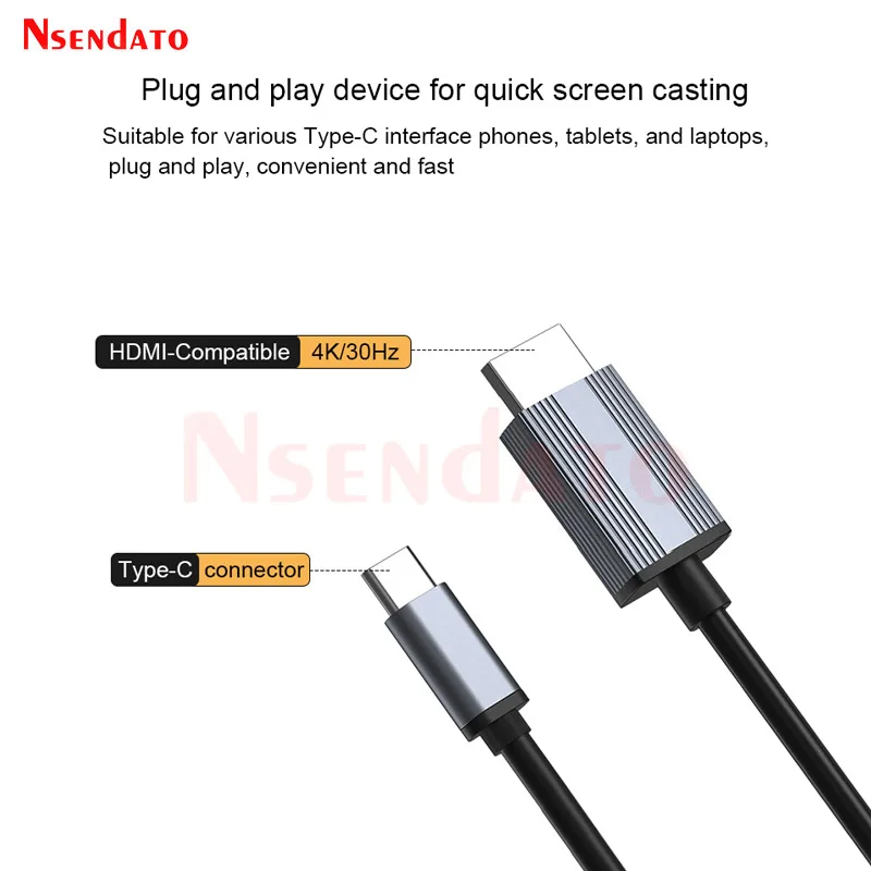 Adaptador de pantalla 4K L17 USB tipo C a HDMI, Compatible con pantalla con Cable para compartir TV, Dongle Stick para TV, iPhone 15, Cable de teléfono, Monitor de PC