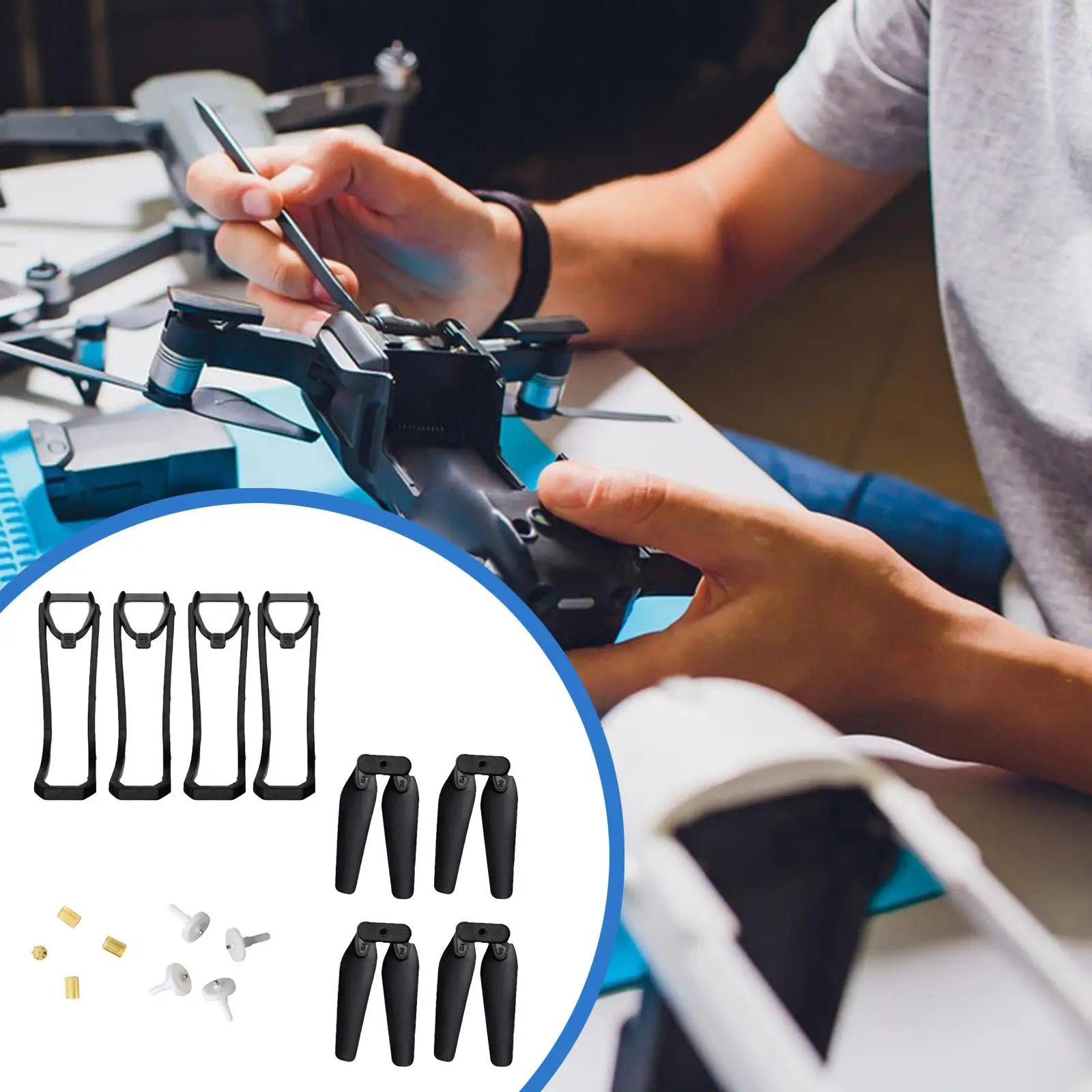 折りたたみ式クアッドコプターのスペアパーツ、プロペラ、保護フレームとギア、頑丈なリモートドローンアクセサリー、軽量、E88Pro E88用