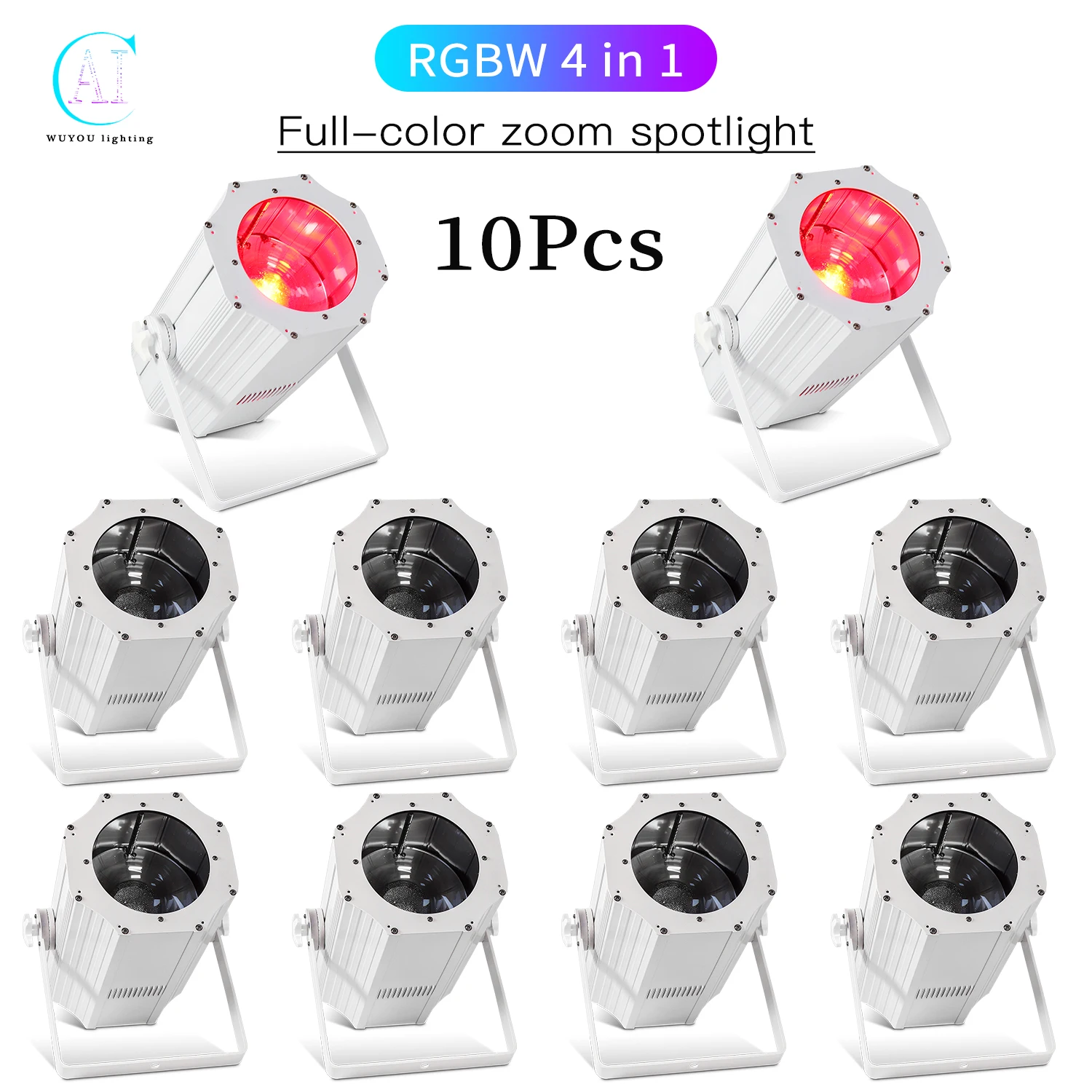 

10Pcs/Lots 200W Zoom Stage Light RGBW Full Color 4 in 1 LED Pa Light DJ Disco Equipment Party Wedding Show Film and TV Spotlight