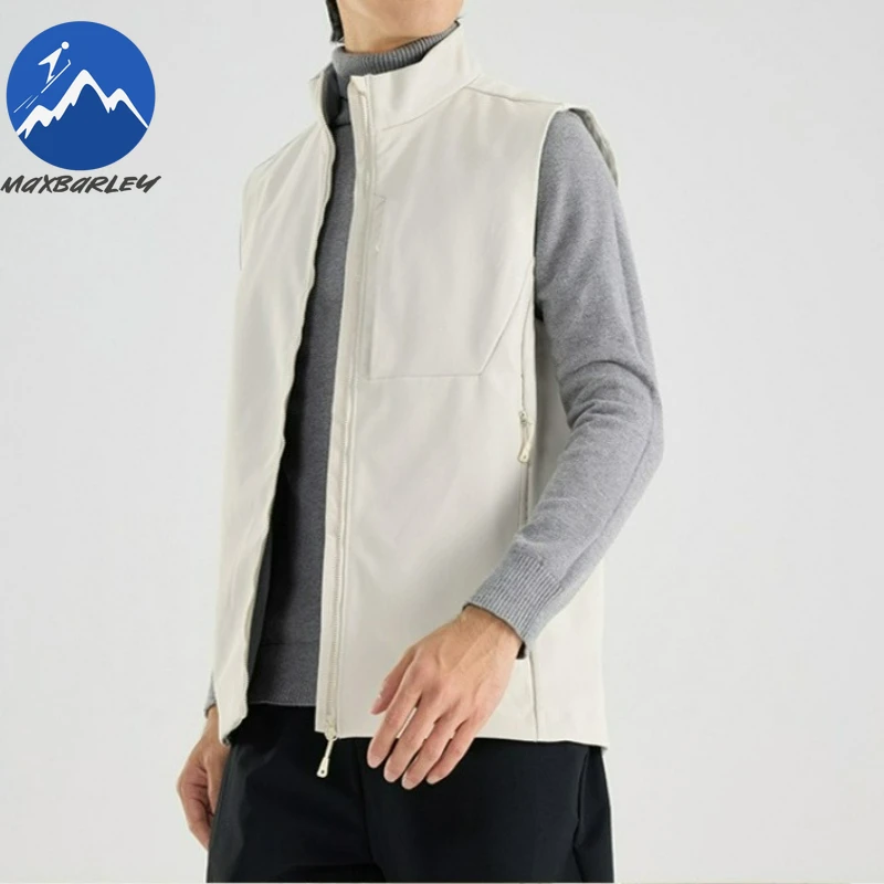 

Maxbarley Retro Men Jacket New Spring Bike Riding Soft Shell Waterproof Sleeveless Vests Leisure Hiking Hunting Windproof Jacket
