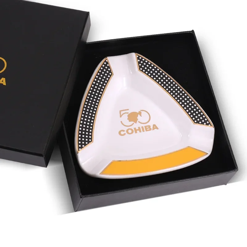 1pc de alta qualidade gadgets charuto casa cinzeiro portátil cerâmica 3 sulco charutos cinzeiro tabaco cigarro cinzeiros titular