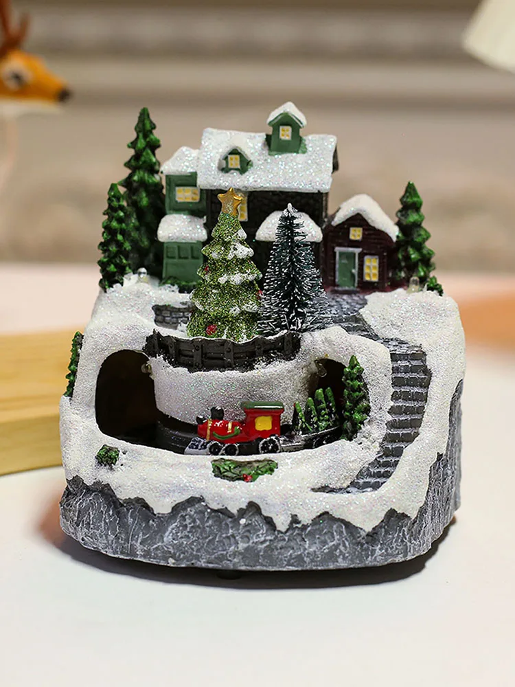 الراتنج حديقة زخرفة الموسيقى مصباح ليد تحصيل التماثيل عيد الميلاد قرية التماثيل عرض داخلي التماثيل الديكور #1