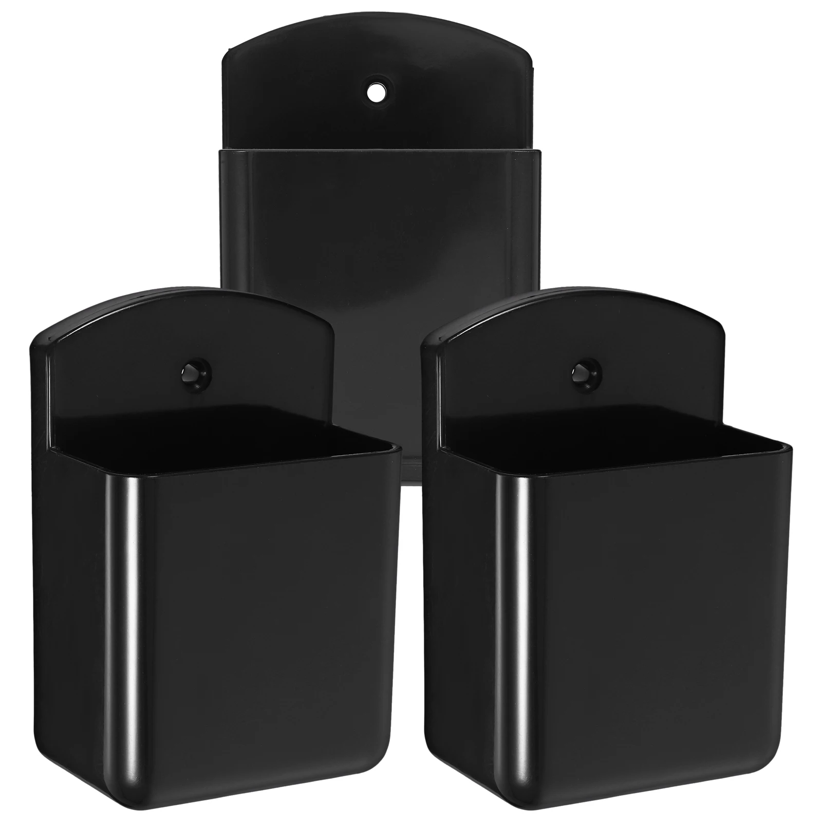 

3 set 3 Sets Remote Control Holder Wall Mount Storage Box for Controller Organizer Black Reusable Home Decor