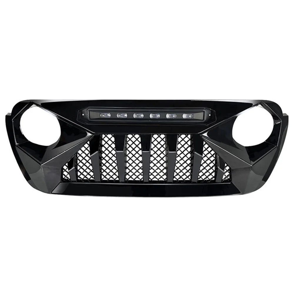 Off-Road Car Grille For Jeep Wrangler JL 2018-2023 Demon Gloss Black Spotlight Style Front Bumper Grill Racing Grills Guard Grid