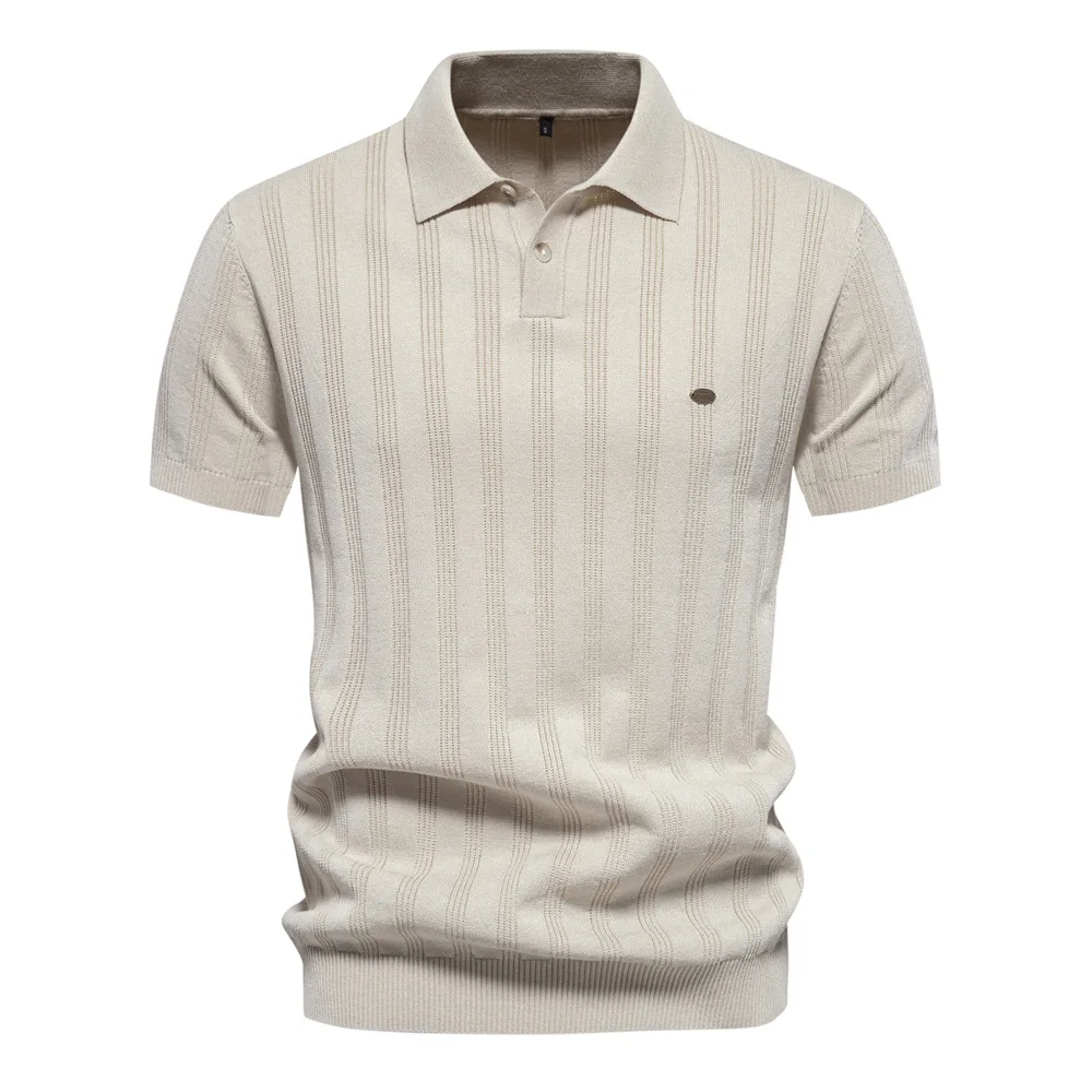 Men's Knit Polo Shirts, Breathable Short Sleeve, Solid Color
