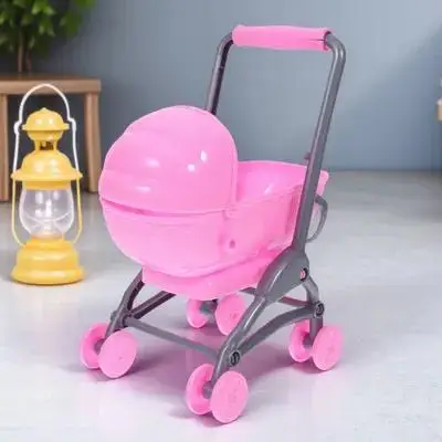 عربة أطفال بلاستيكية واقعية، ملحقات بيت الدمى، ديكور عربة صغيرة للأطفال، عربة ألعاب مشهد المنزل #6