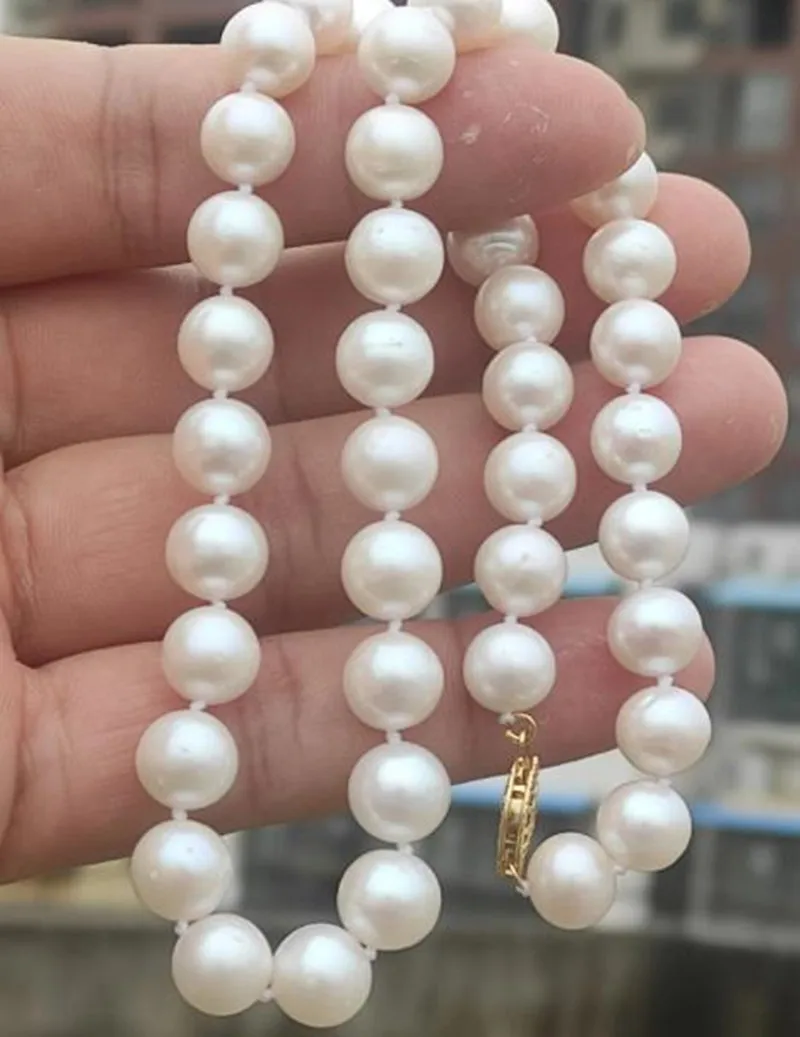 AAA 8-9mm Round Natural  White Pearl 18inch 20inch 22inch 24inch Necklace 080602