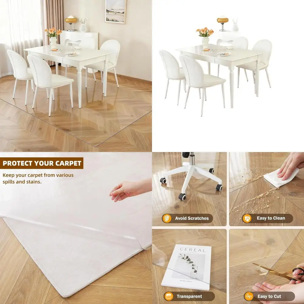 

51 x 63, прозрачный коврик для стула на колесиках для паркетных полов, водонепроницаемая прямоугольная защитная подставка для стола