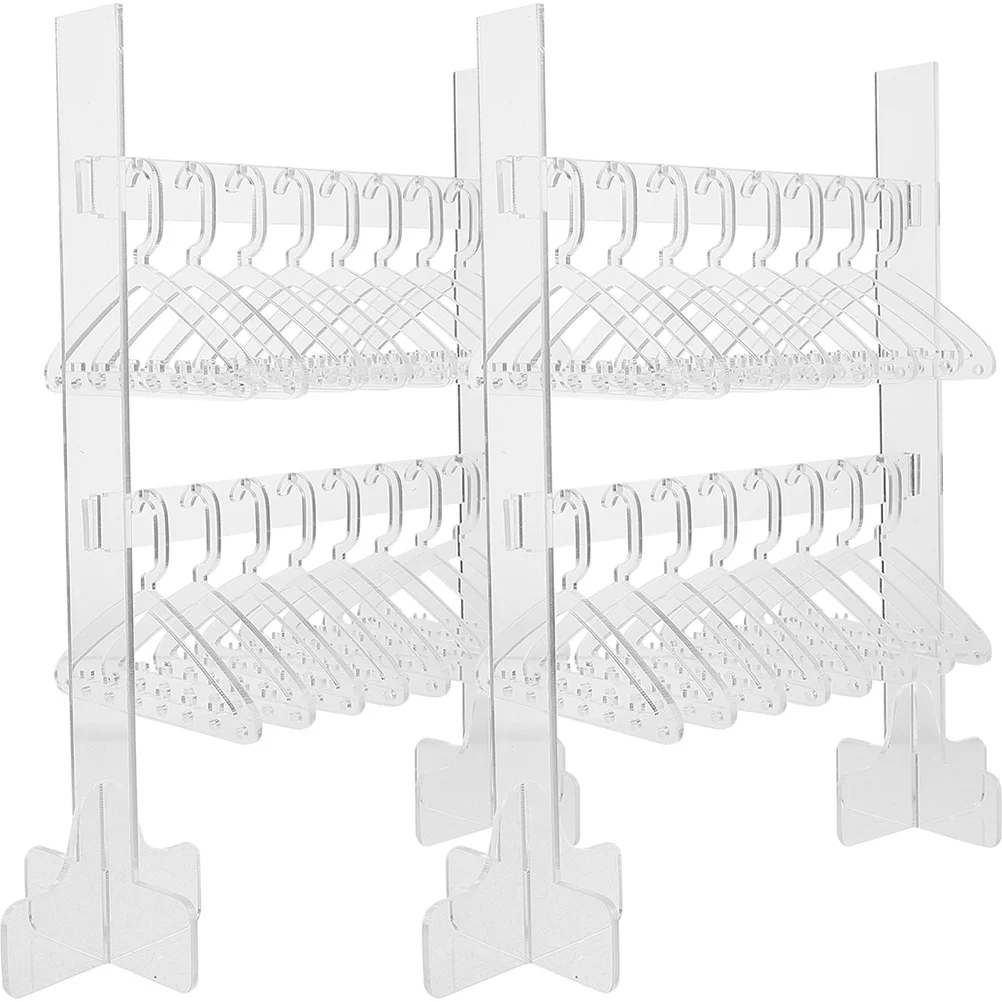 2Pcs Acrylic Jewelry Display Stand Double-Layer Necklace Holder Desktop Organizer for Rings Earrings Bracelets