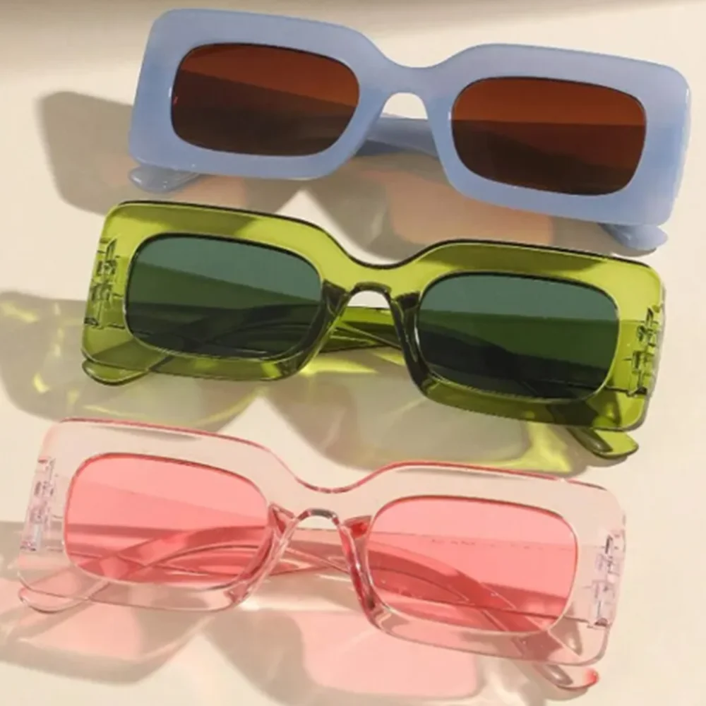 Candy Color Square Frame Sunglasses For Women 2023 New Fashion Retro Wide Legs Uv Protection Sunglasses Driver\'s Goggles