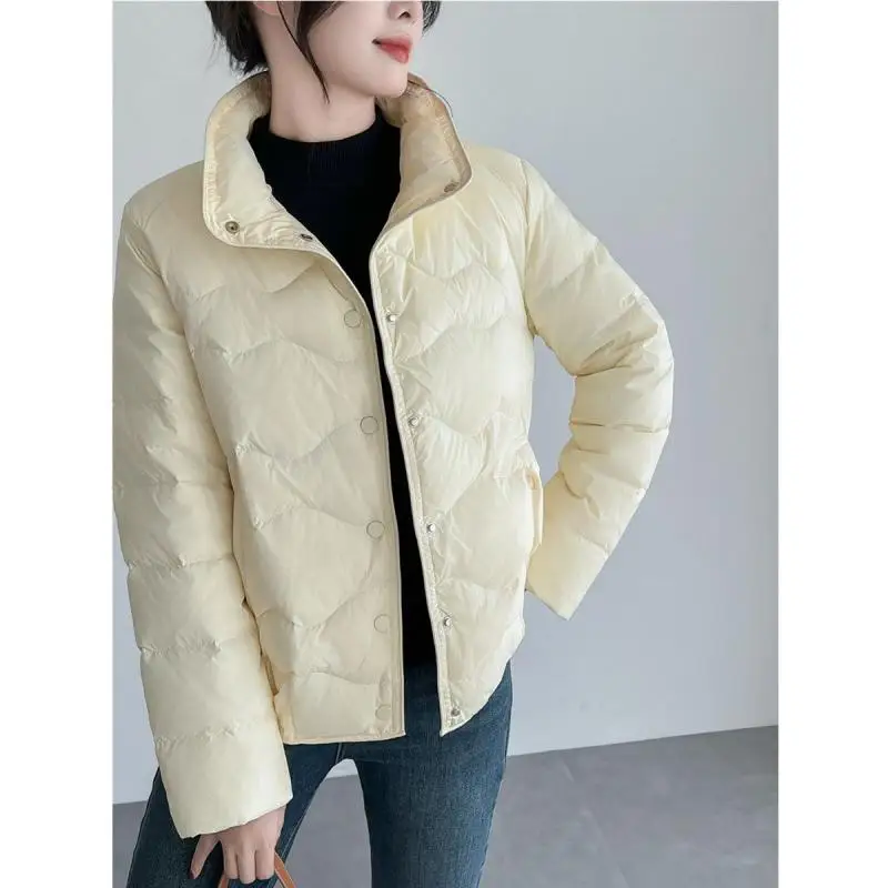 Women's ort down Jaet Du Feather New Stand Collar Winter Faion Slimming Warm Personali Outerwear Single Button