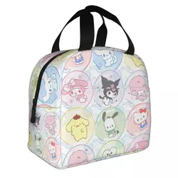 Sanrio Kawaii My Melody Insulated Lunch Bags borsa termica riutilizzabile Hello Kitty Kuromi Portable Tote Lunch Box Girl Beach Outdoor