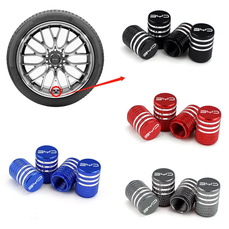 Car Tire Valve Caps Tyre Airtight Cover Waterproof For BYD M6 G35 T3 13 F3 0 S67 E56 L3 tang yuan atto3 song Covers Accessories