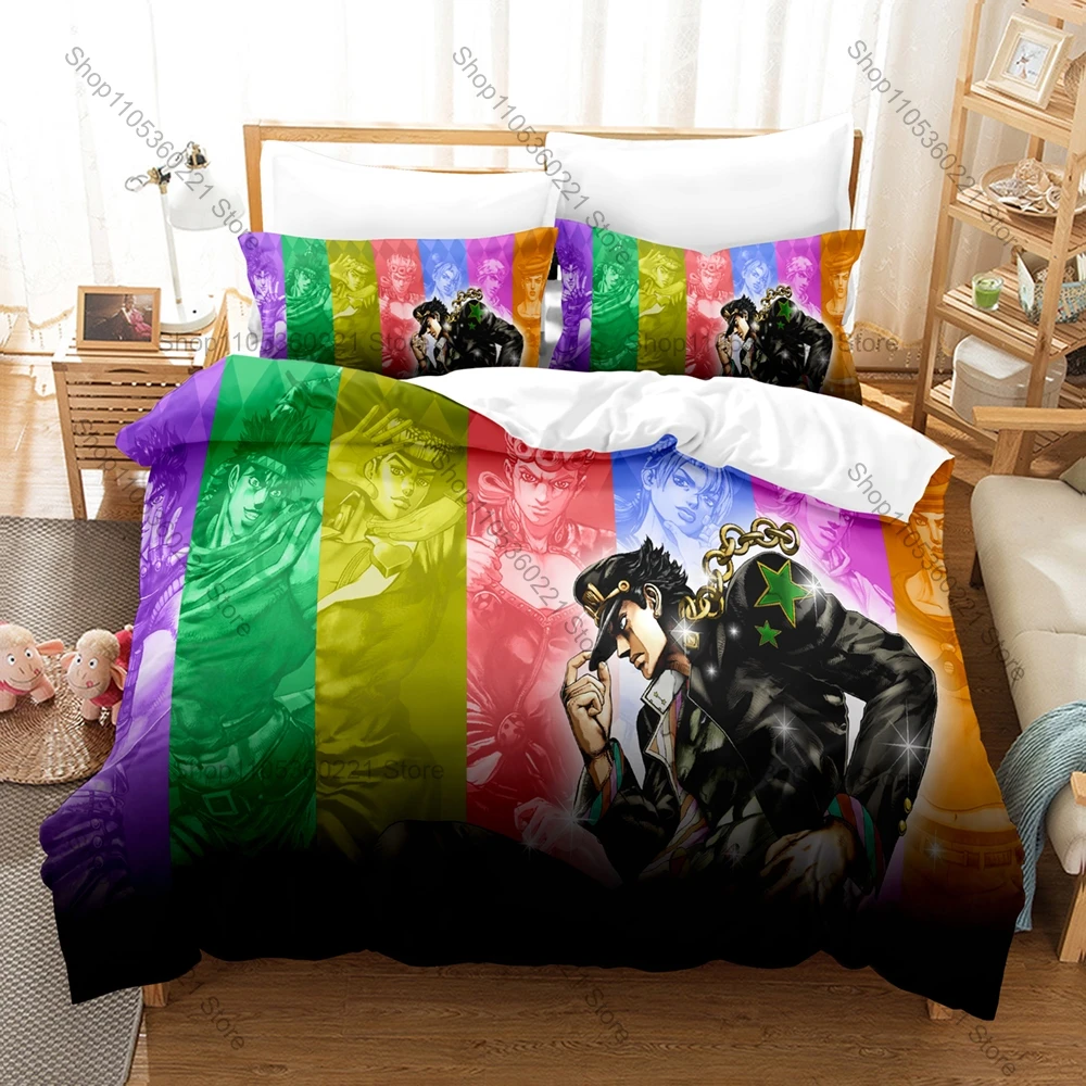 JoJo Anime Bedding Set 3 Piece Duvet Cover Set Bedroom Decorative Bed Linen Twin Full Queen King Size