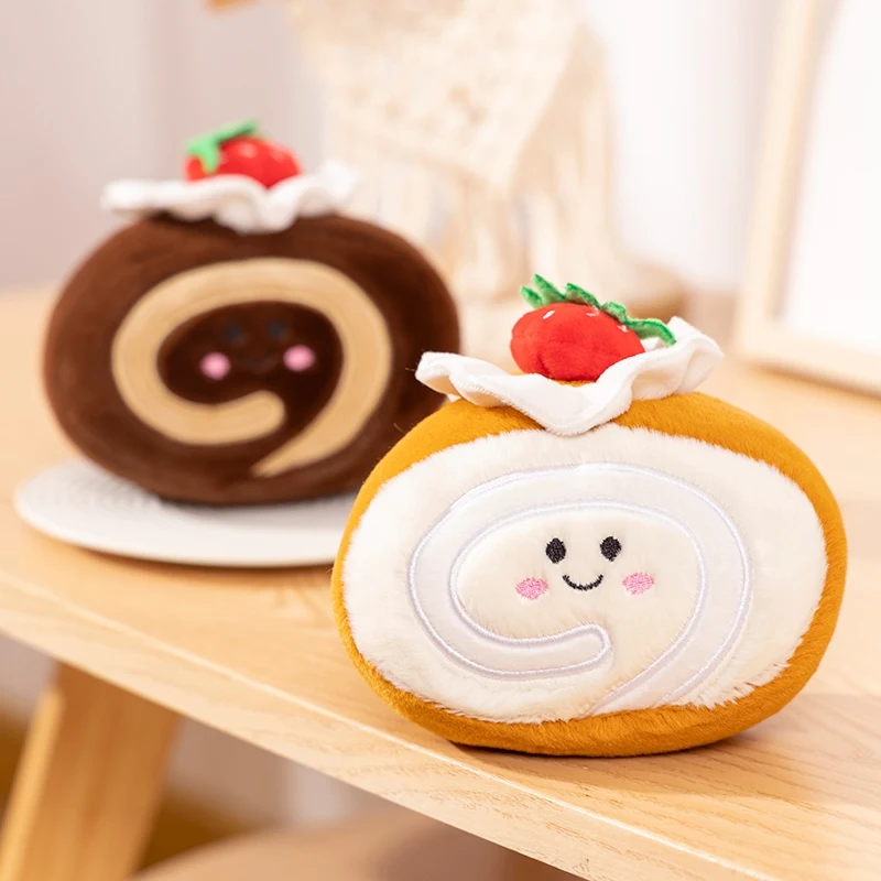 Cartoon Swiss Roll Chocolate Matcha Flavor Plush Toy Stuffed Cake Cute Soft Doll Kawaii Kids Boys Girls Home Decor Birthday Gift