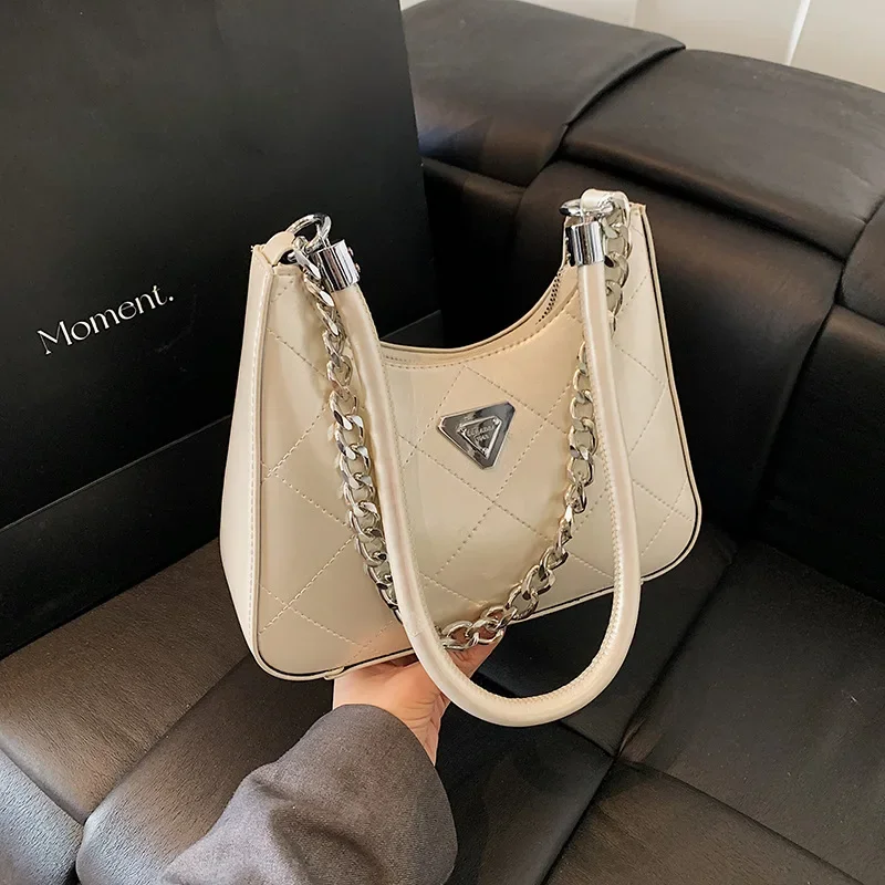 

Women's Embroidered Diamond Underarm Single Shoulder Bag - Stylish Chain Crossbody Bag, Light Luxury Designer Handbag for Women