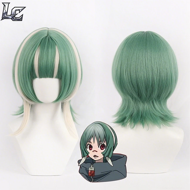 Anime gachiakuta guita hebby fantasia peruca cosplay verde branco curto limpadores de cabelo para mulheres meninas festa de halloween role play prop