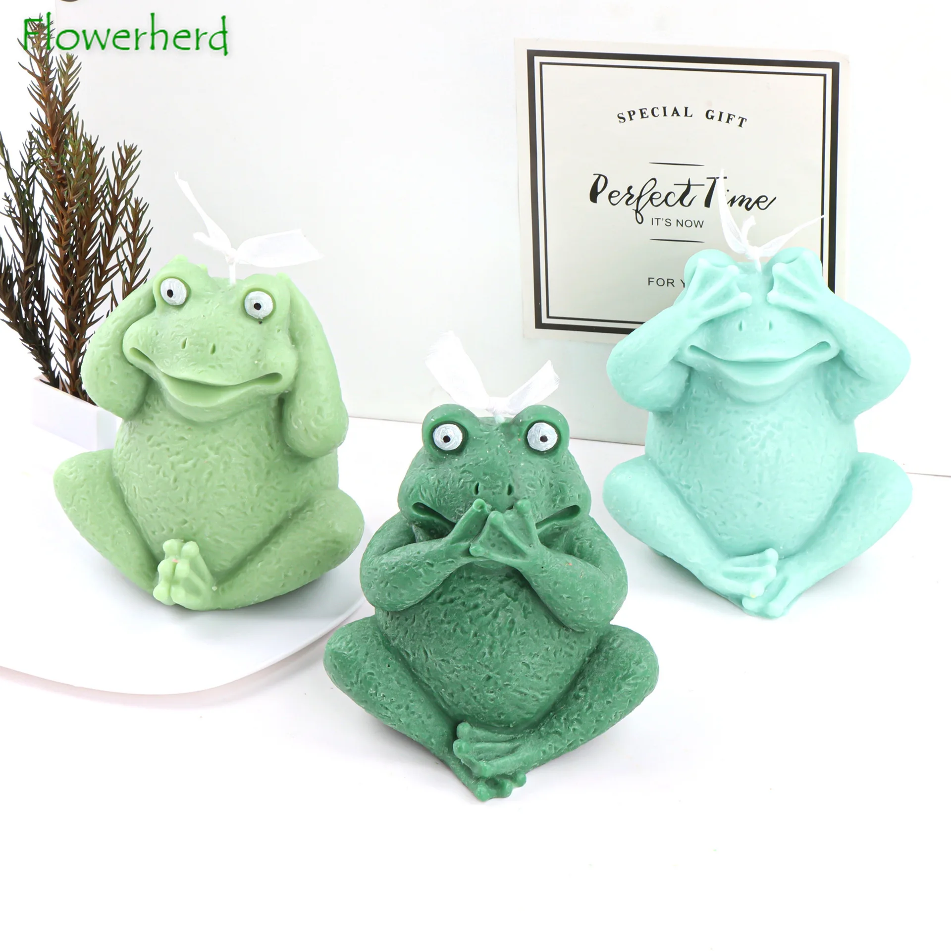 

Silicone Don't Listen, Don't Talk, Don't Watch Frog Candle Mold 3D Animal Aromatherapy Plaster Children Graffiti Resin Mold