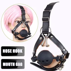 Head Harness Silicone Open Mouth Gag Nose Hook Bondage Restraints Headgear BDSM Adult Games Products Sex Toys for Couples