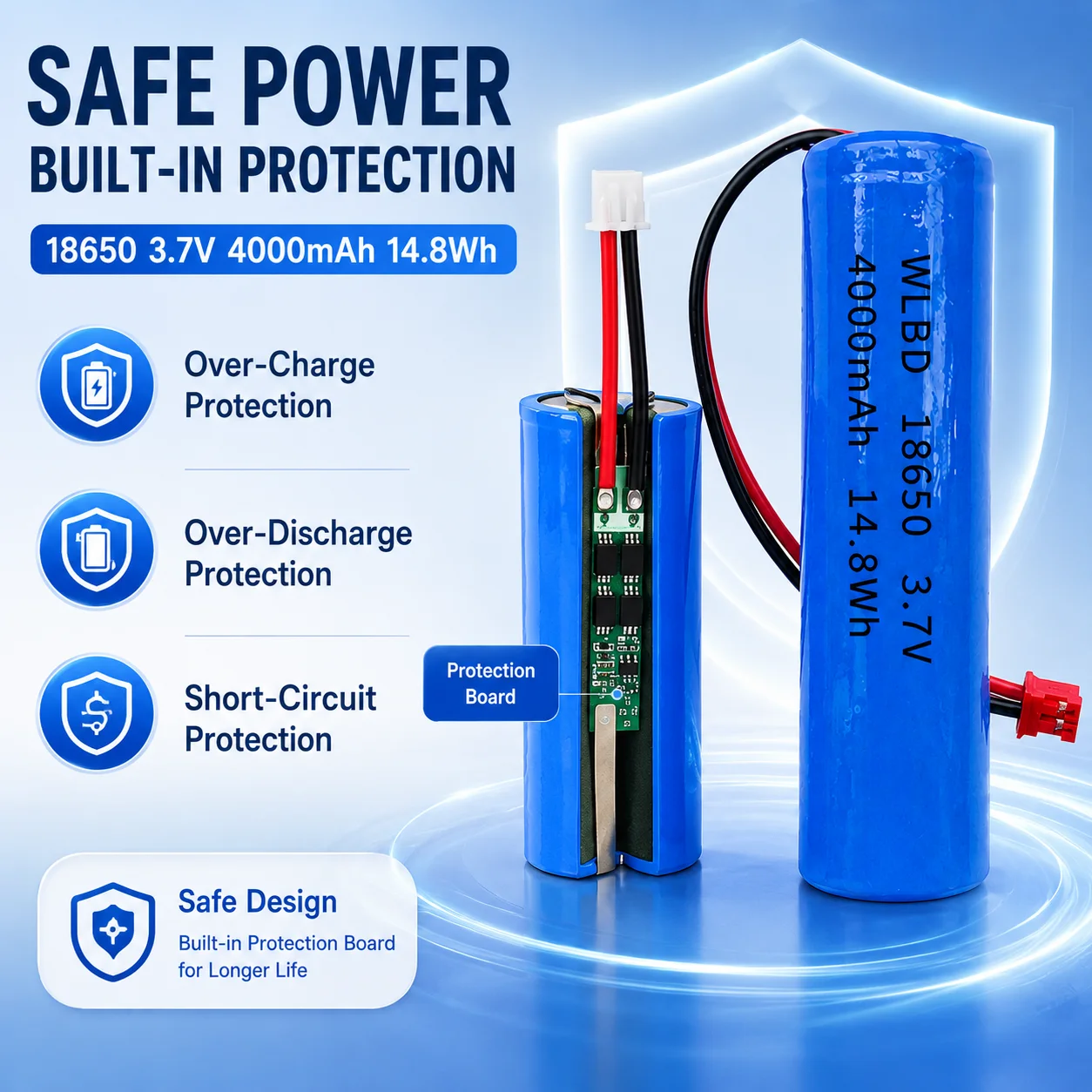 KC Certified 21700 3.7V Rechargeable Lithium Battery, True Capacity with Protection Board & Wire Lead for Electronic Devices