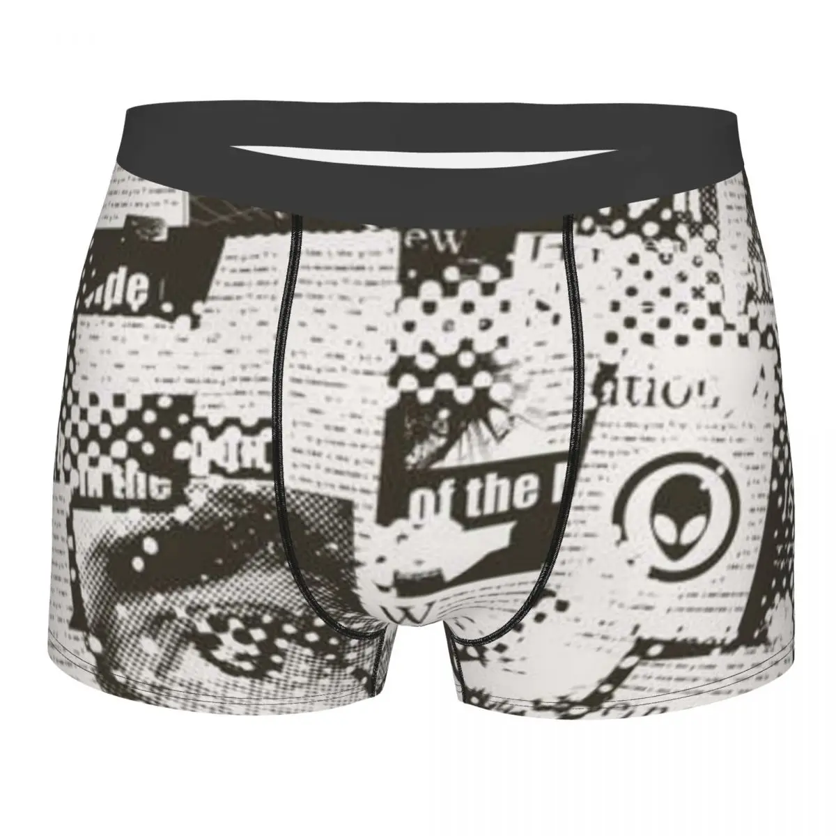 Mens Boxer Sexy Underwear Grunge Magazine And Newspaper Clippings Underpants Male Panties Pouch Short Pants