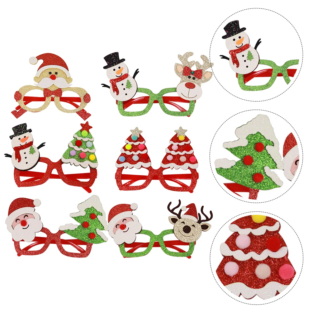 

6 Pcs Christmas Decor Glasses Decorate Xmas Party Eyeglasses Kid Birthday Eyewear