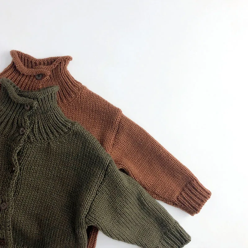 Autumn Winter Children Clothing Kids Knitted Cardigan Long Sleeved Solid Color Casual Loose Sweater Coat Baby Girl Boys Cardigan