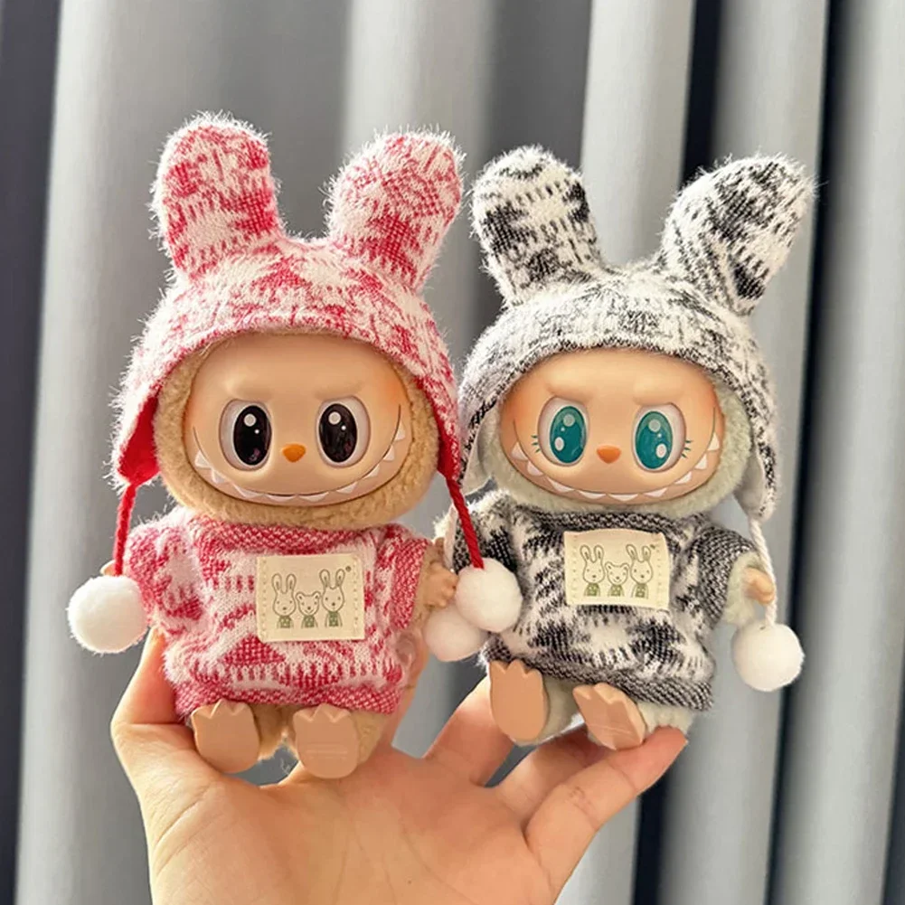 For 15-17 cm Labubu Clothes Outfit Labubu Sitting Party jacquard two-piece set Dolls Accessories Cute Decoration