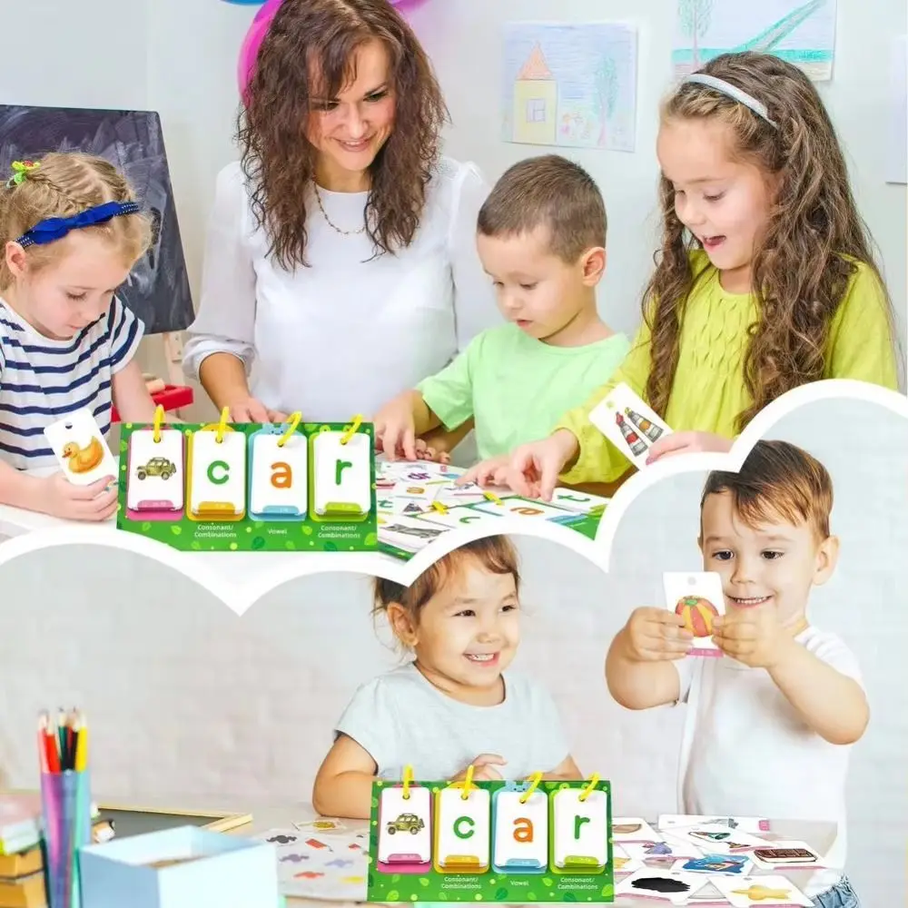 129 Pcs Picture Recognition Visual Word Game Text Recognition Phonics Learning Word Builder Game Desktop Learning