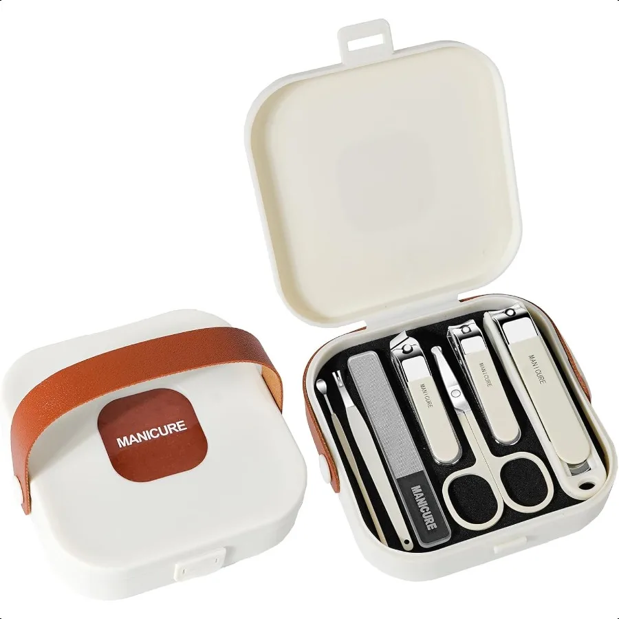 

Nail Clippers Set 7 Pieces Stainl Steel Profional Grooming Kits Fingernail and Toenail Clipper Cutters with Luxurious Travel Ca