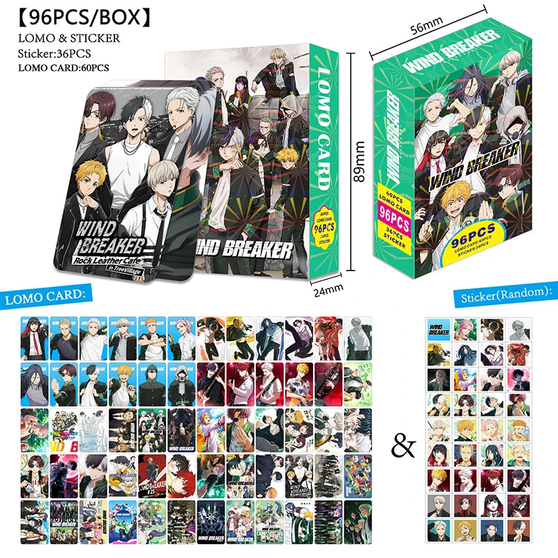Anime merchandise small cards: Windproof Boy96pcsSmall card stickers boxed small goods wholesale