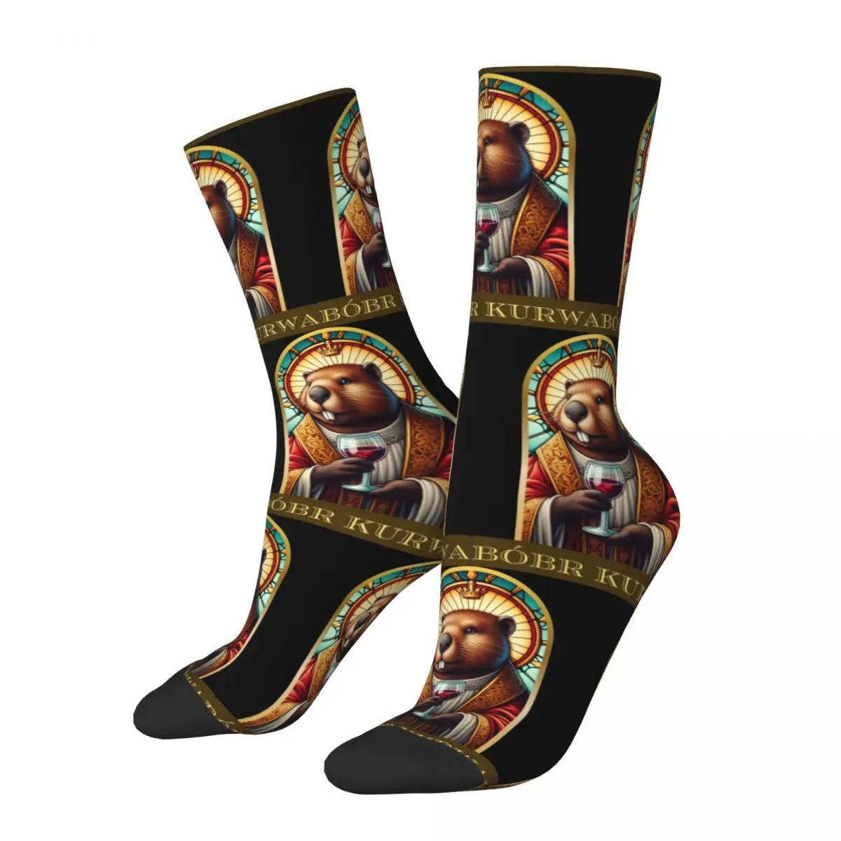 Happy Funny Men's Socks Harajuku Saint Bobr Kurwa Beaver Bober Sock Polyester Skateboard Women Socks Spring Summer Autumn Winter