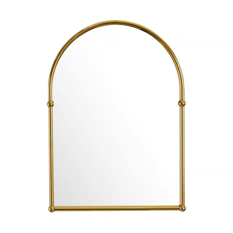 Bathroom mirror Retro brass bathroom mirror, gold European view bathroom mirror Toilet dressing mirror