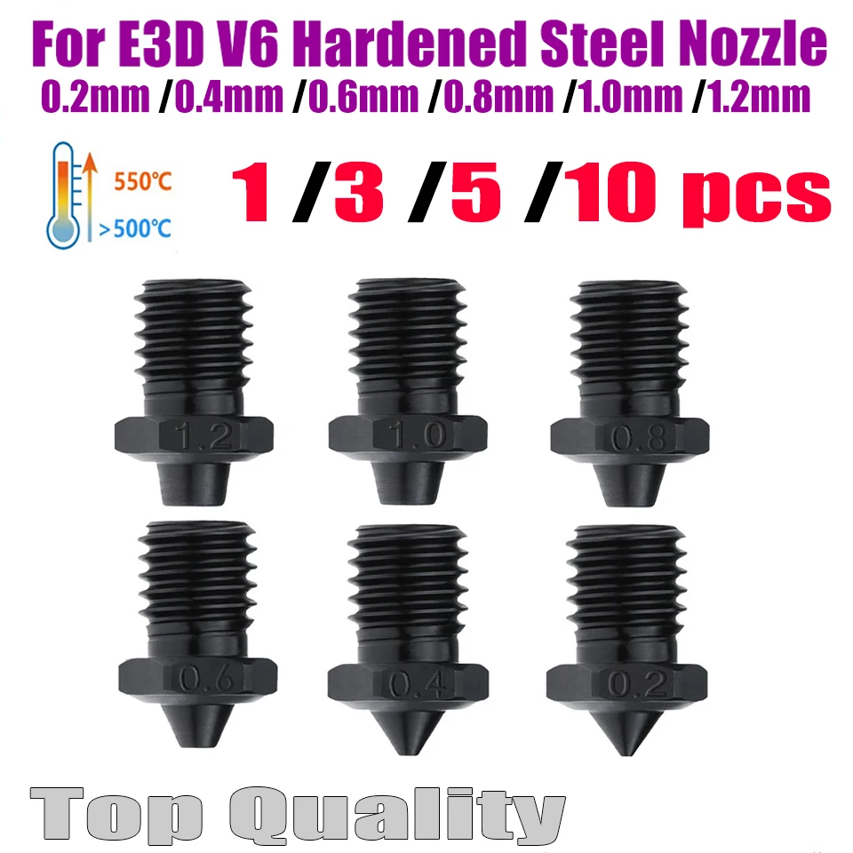 

E3D V6 Nozzle Hardened Steel Nozzle V6 High Flow 3D Printer Nozzles Clone For Ender 3 Hotend Titan Extruder Prusa i3 mk3 Nozzle