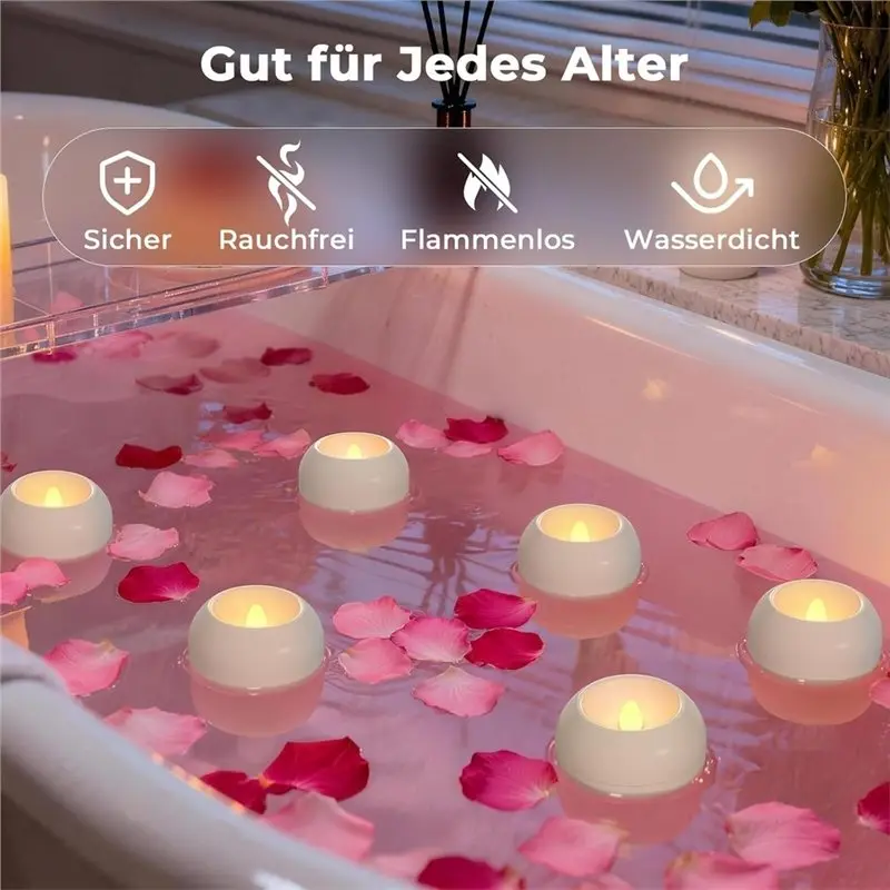 【CUSTOMER FAVORITE】24Pack 6Mm Flameless Led Floating Candles For Cylinder Vases