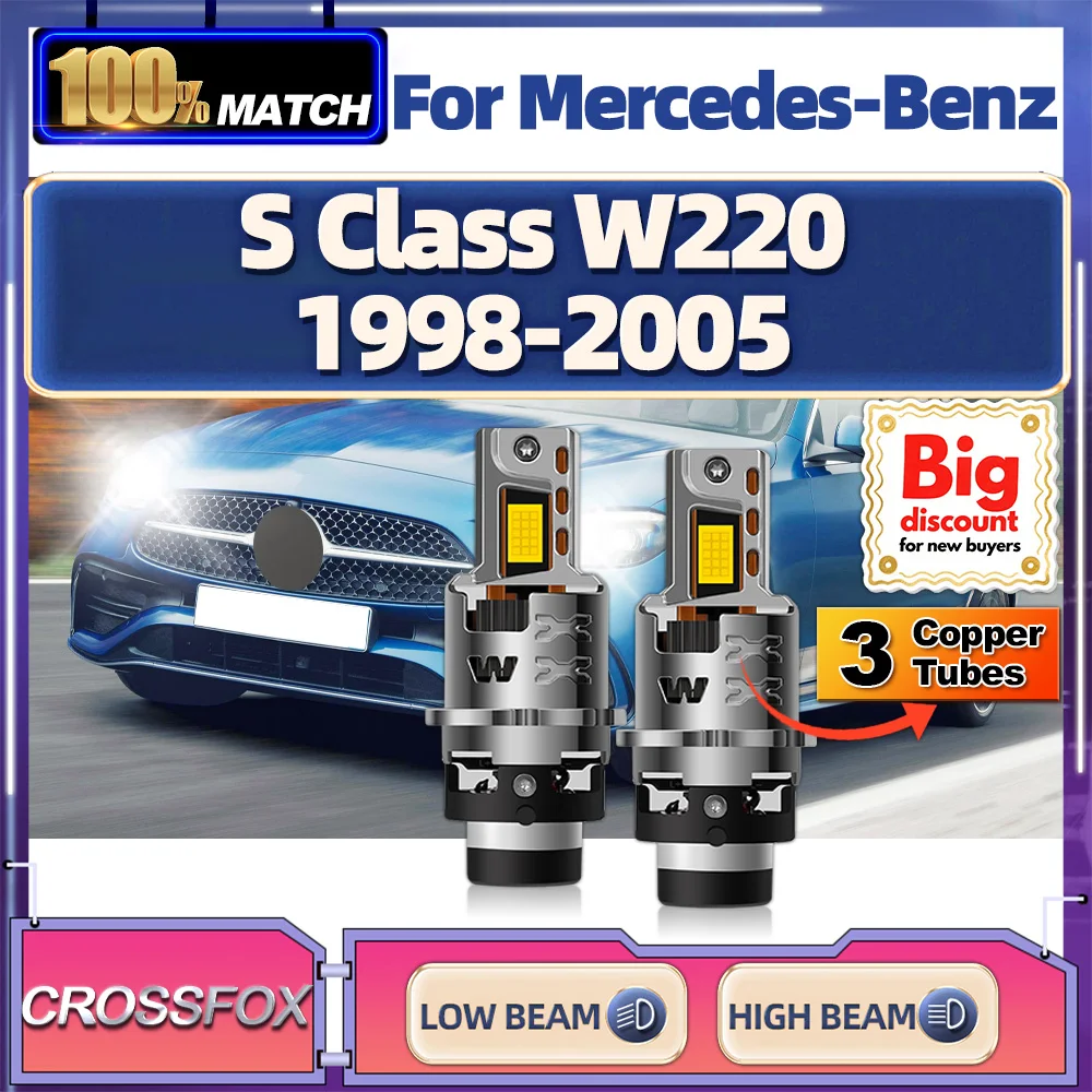 

CROSSFOX【For Mercedes-Benz S Class W220 1998-2005】Hi/Lo Canbus LED Xenon HID Headlight Bulbs Super Bright Headlamp Ampoules