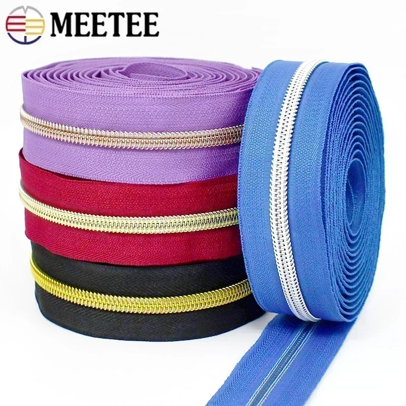 2/3/5/10M 5# Nylon Zippers Tape Colorful Coil Zipper for Sewing Bag Clothing Shoes Decorative Zips Repair Kit DIY Accessories