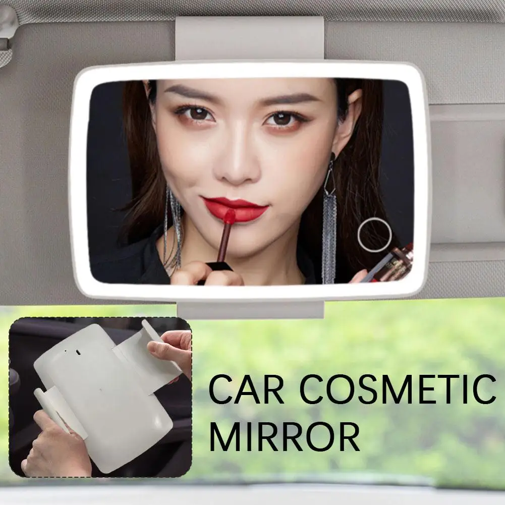 Car Interior Mirrors Sun Visor Plate LED Makeup Mirror For Girls Women Rechargeable Fill Light Universal Vanity Mirror T8A0