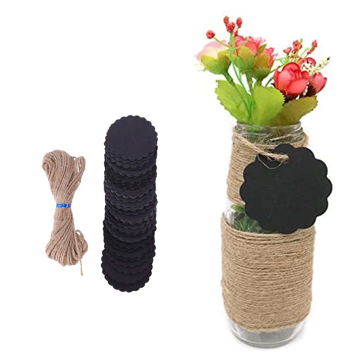 100pcs Kraft Paper Cowhide Card Sturdy Blank Hanging Tags with Rope for Christmas Gift Clothing Labeling Wishing Cards