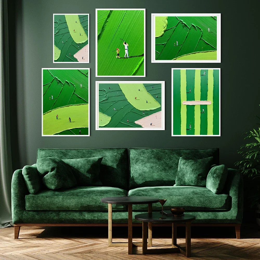 1pc frameless Abstract Green Golf Scene 3D Texture Art Canvas Painting Nordic Style Minimalist Creative Posters Modern Living Ro