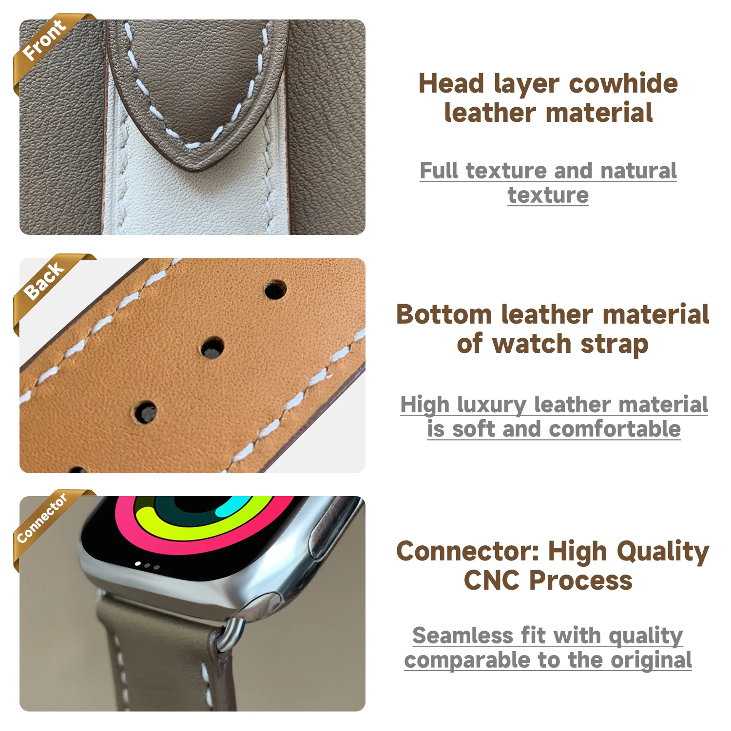 2024 New  Leather Strap For Apple Watch Series10 9 8 7 6 SE 5  41MM 45MM 46MM 49MM Iwatch Ultra 2 Band Advanced customization