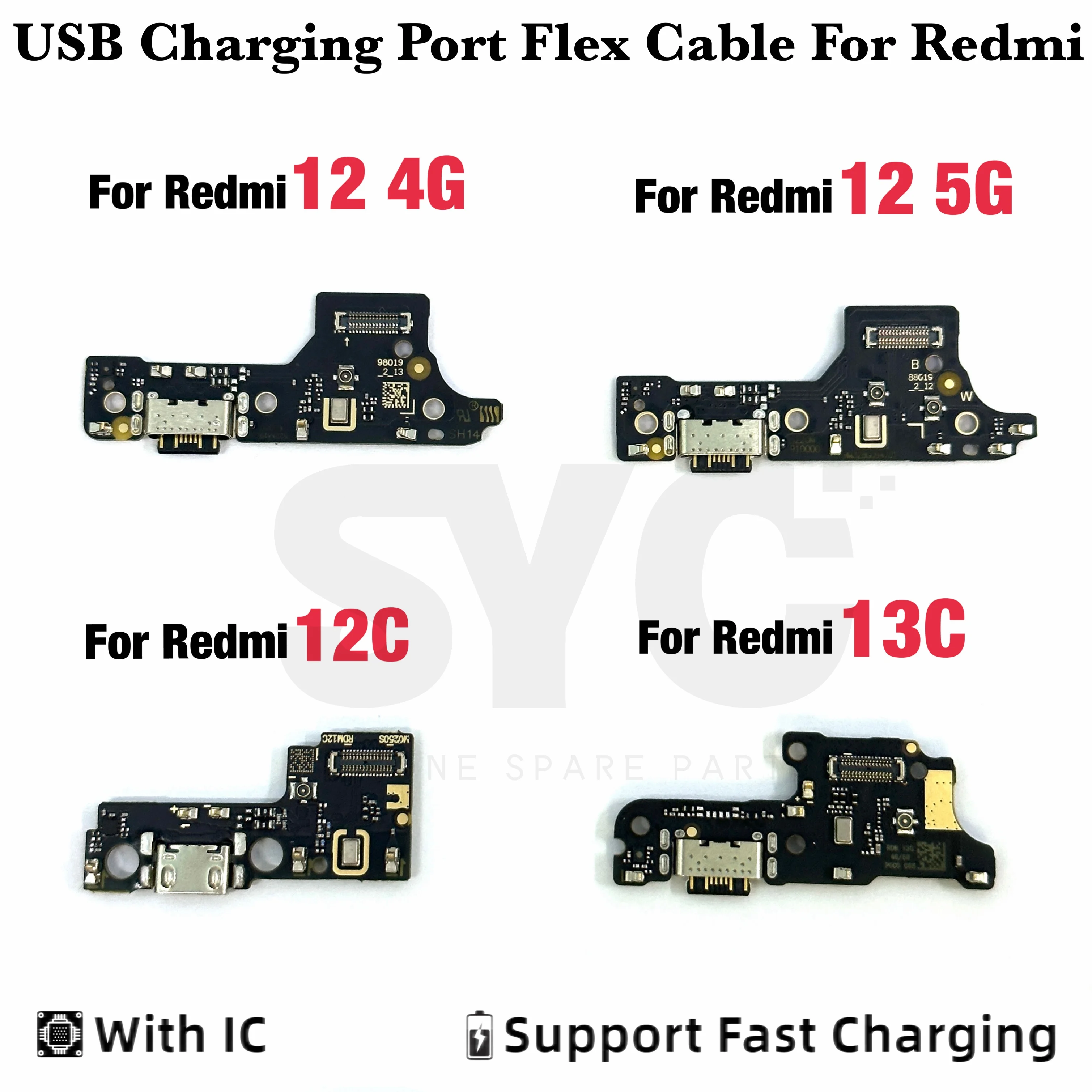 

Good quality For Xiaomi Redmi 13C 12C 12 4G 5G USB Charging Dock Connector Port Board Flex Cable Repair Parts With IC