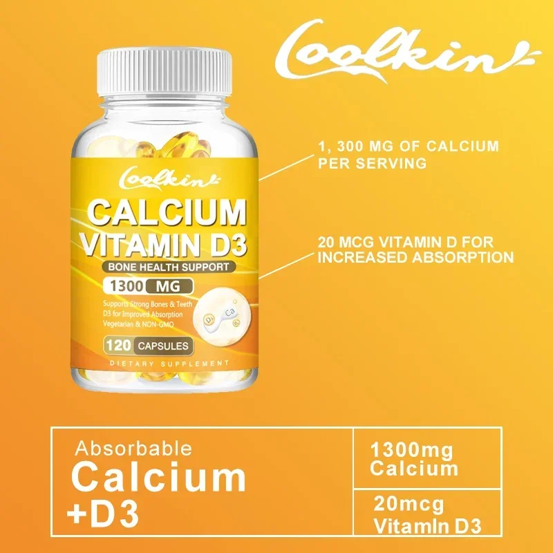 Suplemento Dietético de absorción de carbonos mejorada, vitamina D3, 1200 Mg de calcio