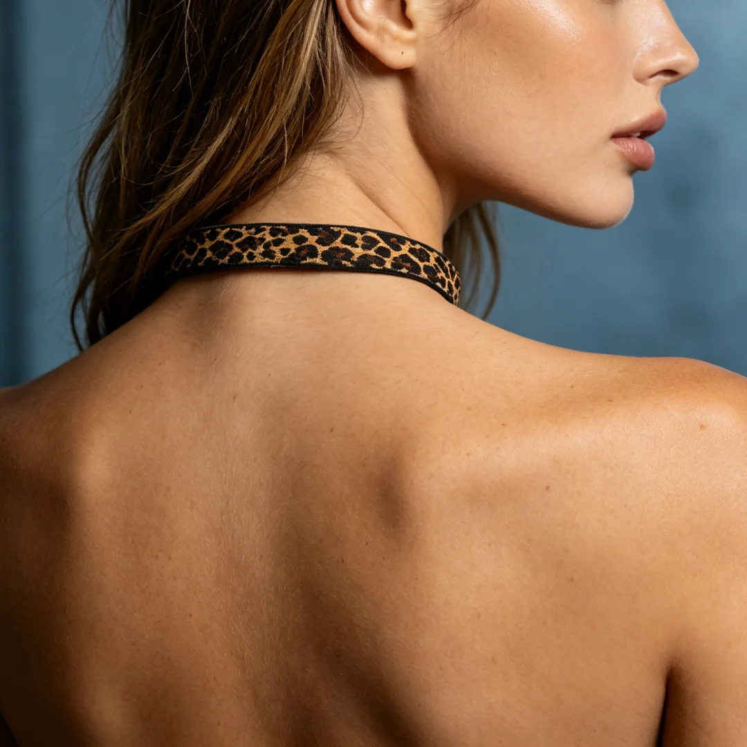 UYEE Leopard Print Choker Necklace - Adjustable Velvet Collar, Gothic & Punk Style Neckband for Women Belt