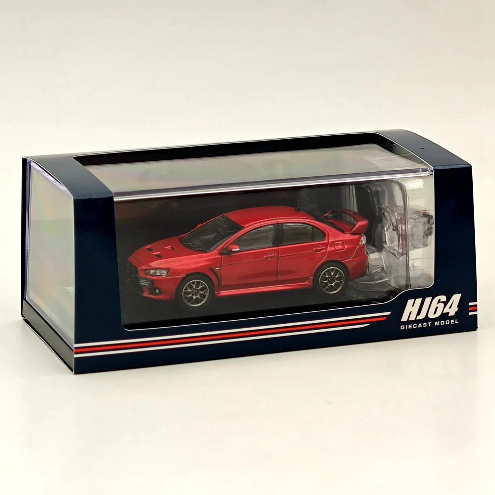 Hobby Japón 1:64 Lancer Evolution X Final Edition con modelo de exhibición de motor Rojo Metálico HJ 642053 Colección limitada de coches AR Diecast